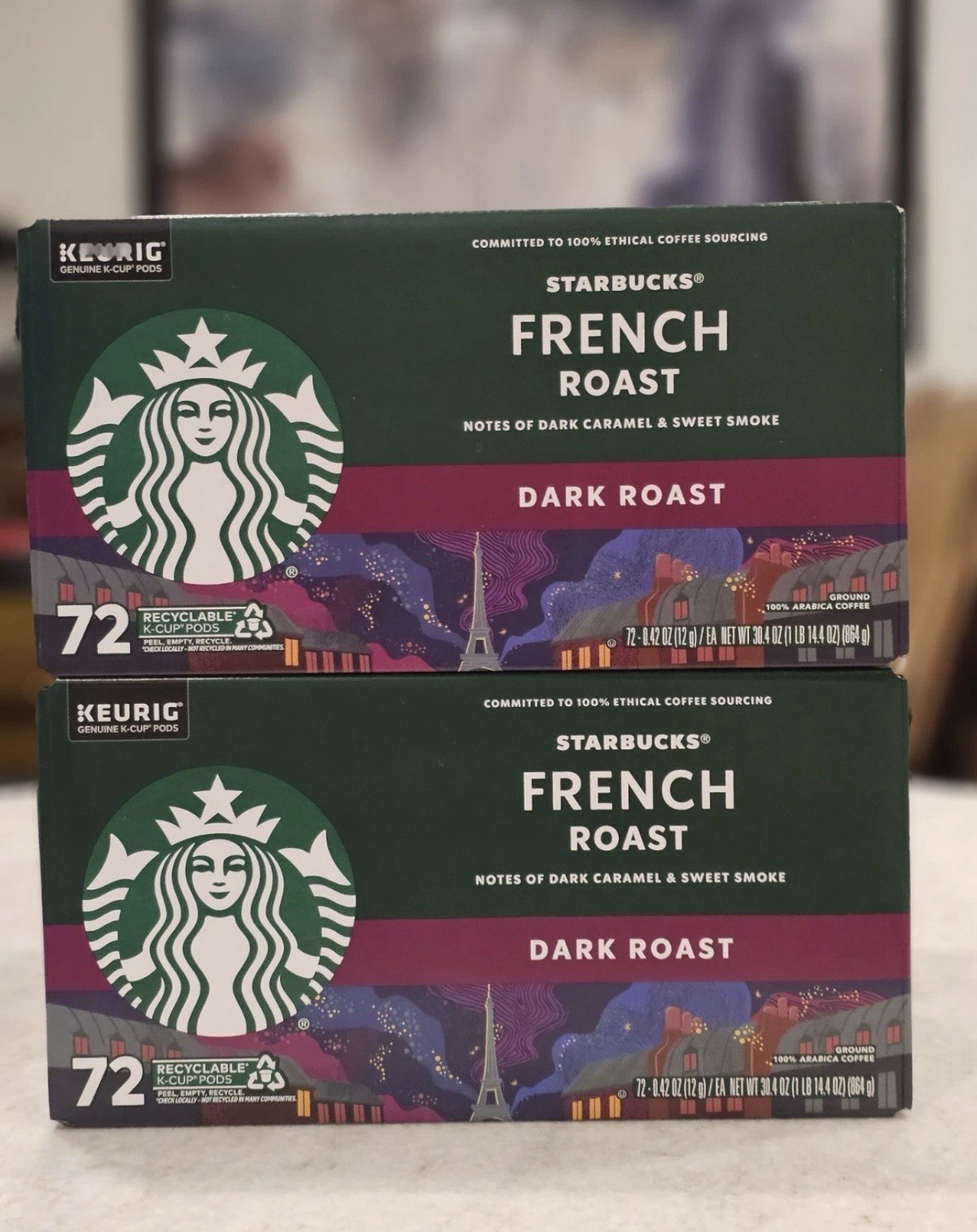 2 Starbucks French Dark Roast Coffee Keurig K-Cup Pod 72 Count Each BB 02/ 27