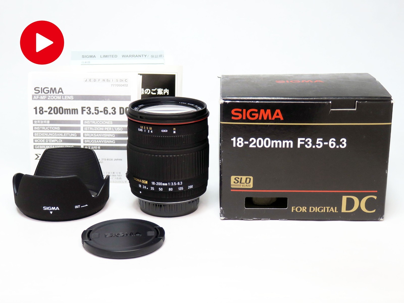 Rare [Almost Unused] Sigma 18-200mm f/3.5-6.3 DC Lens Pentax K Mount w/Hood #214