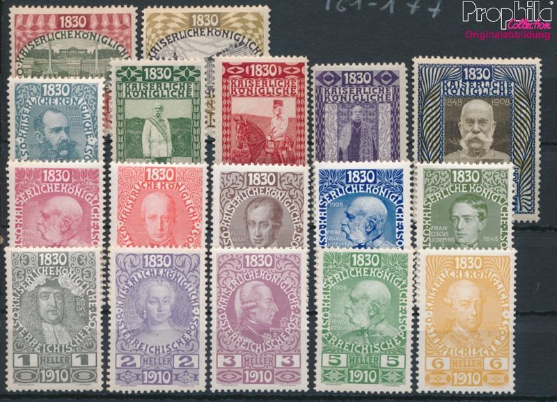 Stamps Austria 1910 Mi 161-177 (complete issue) unmounted mint / never (10578003