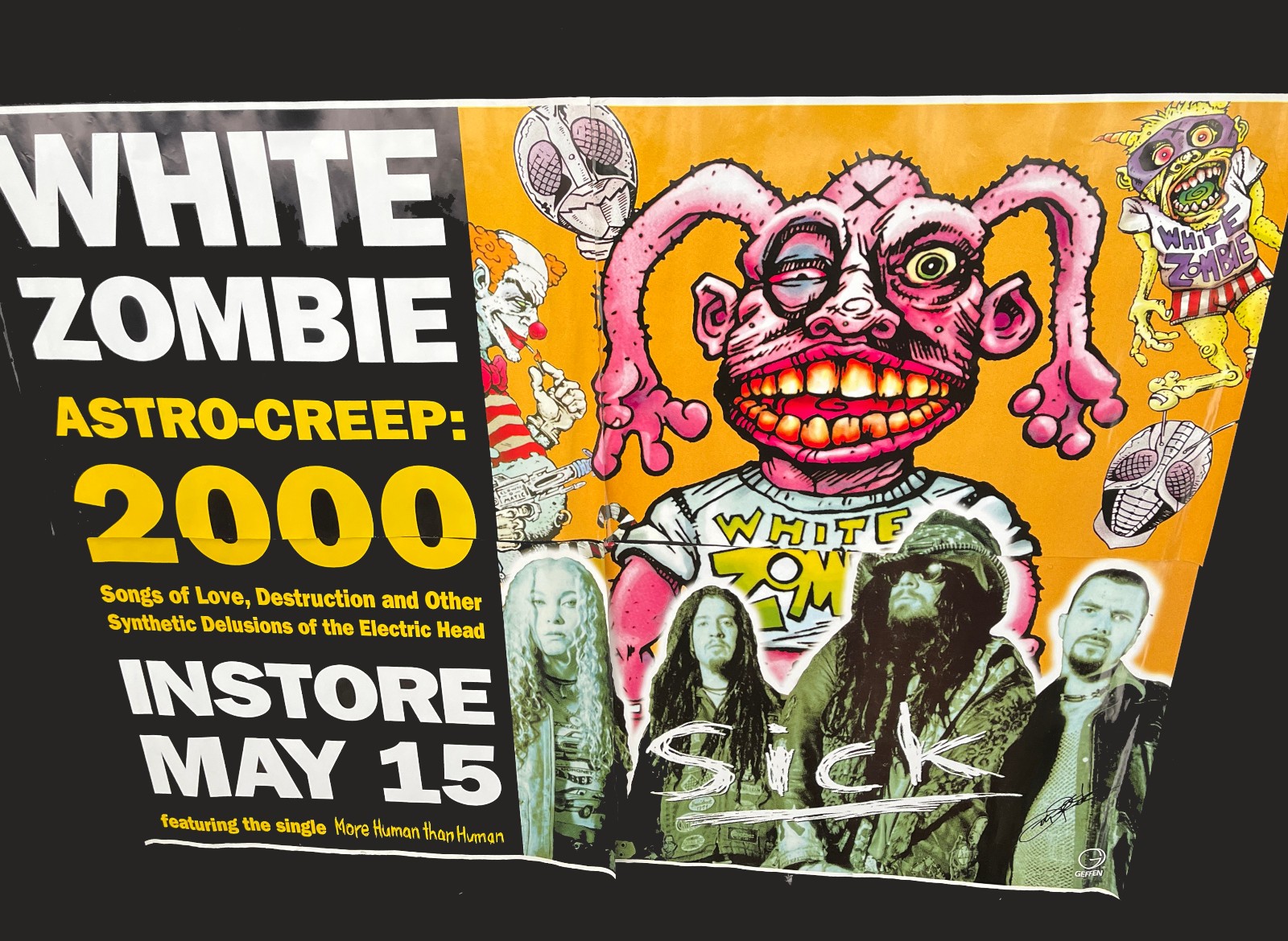 MEGA RARE 1995 WHITE ZOMBIE ASTROCREEP 2000 LP HUGE 80x60 EURO SUBWAY POSTER EX