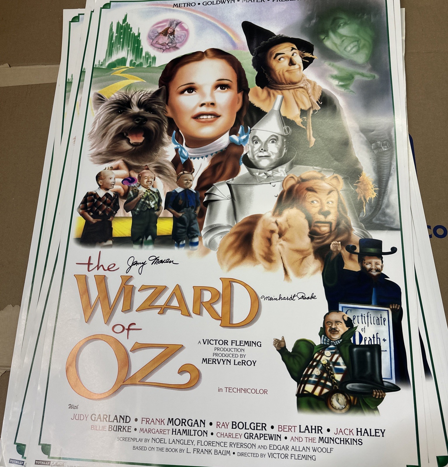 Wizard of Oz Signed Movie Poster 24x36 2x Munchkins Autograph Slight Water Damag Wizard of Oz Signed Movie Poster 24x36 2x Munchkins Autograph Slight Water Damag