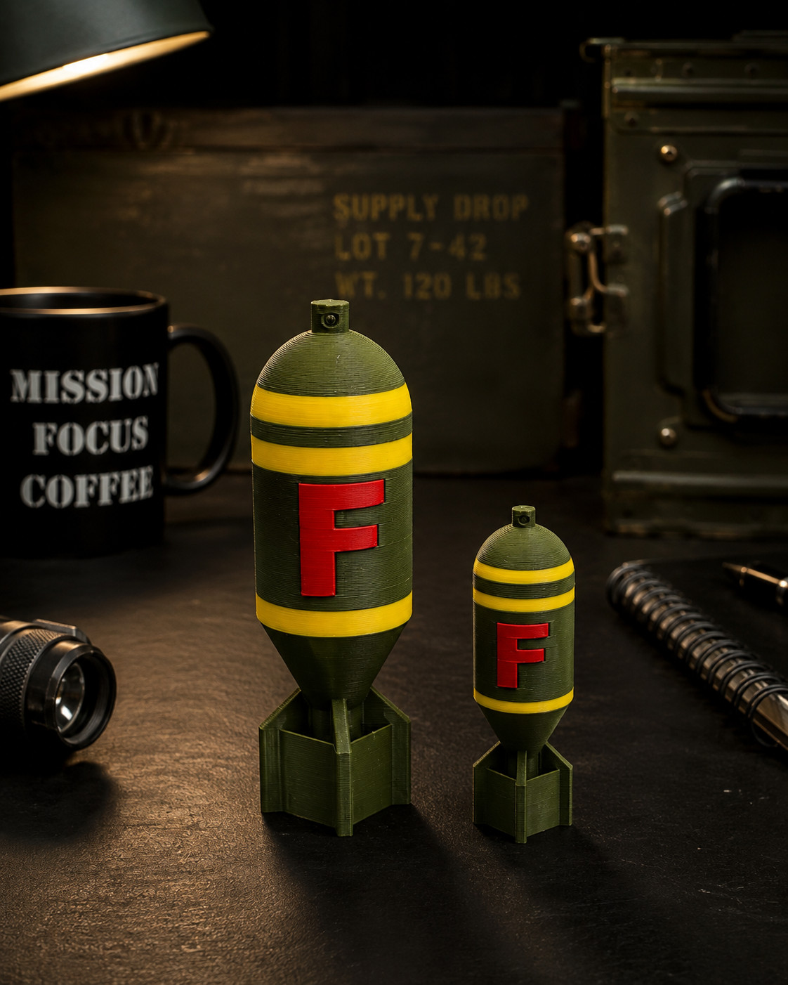 3D Printed F Bomb Desk Decor Novelty Gag Gift Military Style 2 Sizes