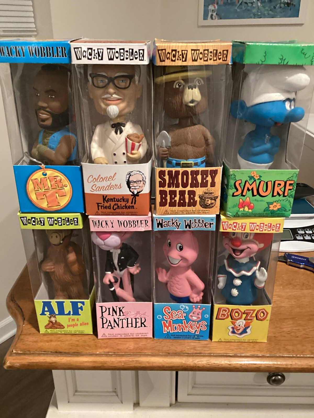 Wacky Wobbler Bobblehead Lot Mr. T Colonel Sanders Smokey Bear Smurf ALF