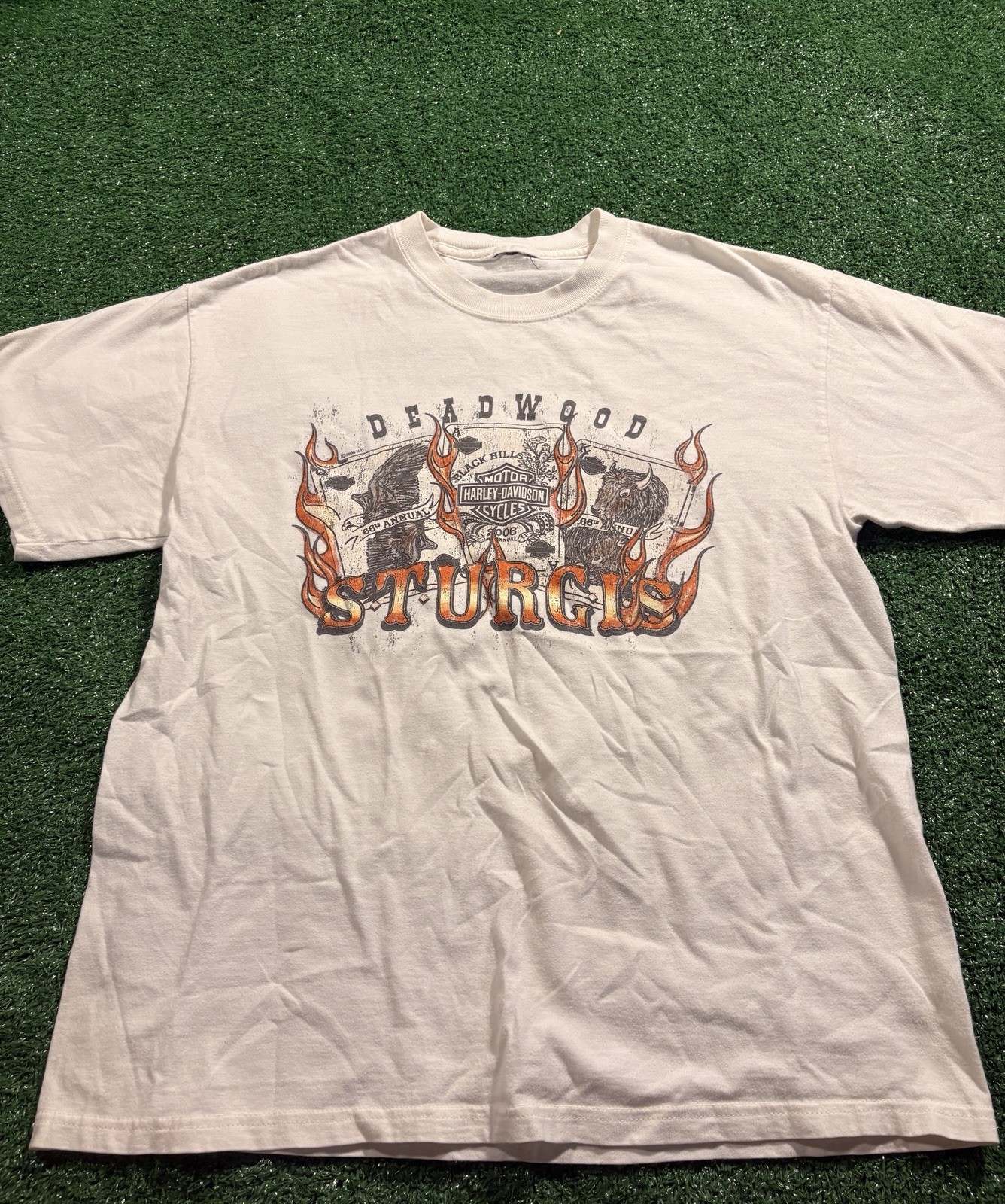 Vintage Harley-Davidson Deadwood Sturgis White Graphic T-Shirt, Size XL Vintage Harley-Davidson Deadwood Sturgis White Graphic T-Shirt, Size XL