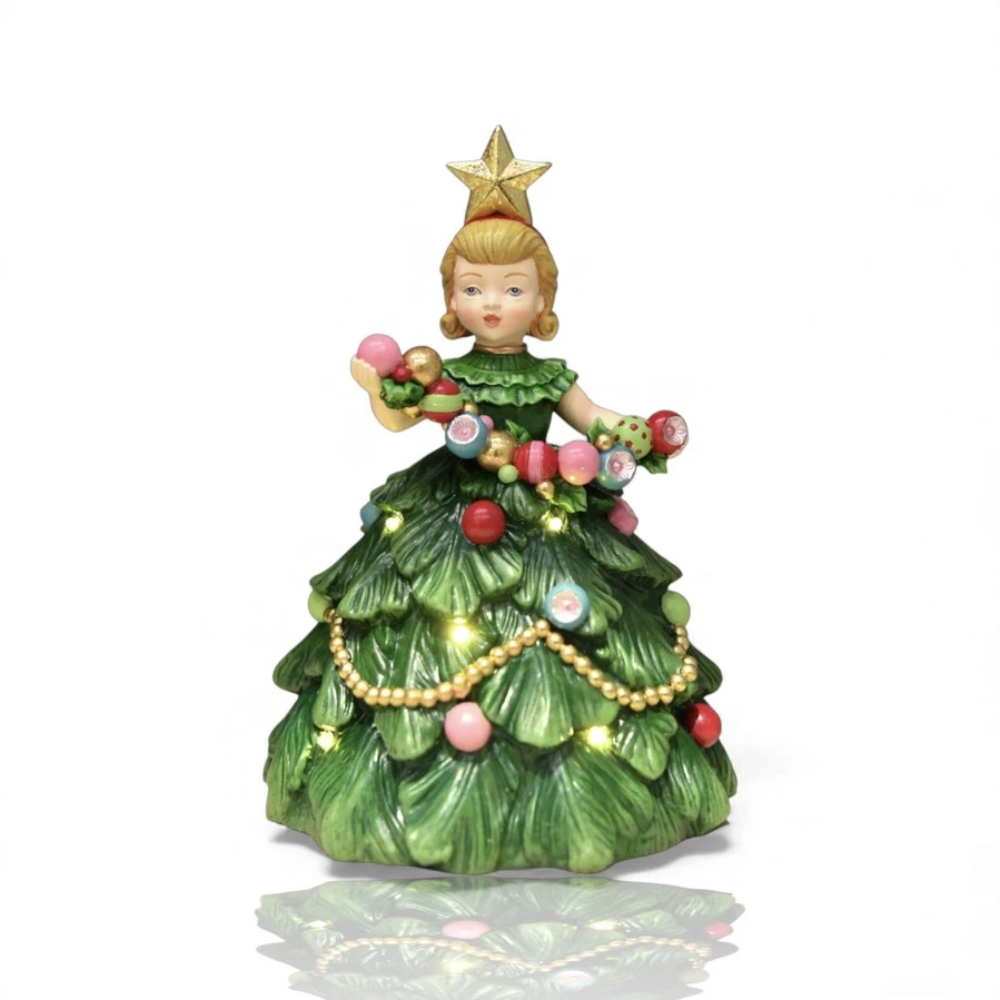 December Diamonds CHRISTMAS Retro 8in Vintage Christmas Tree Girl December Diamonds CHRISTMAS Retro 8in Vintage Christmas Tree Girl