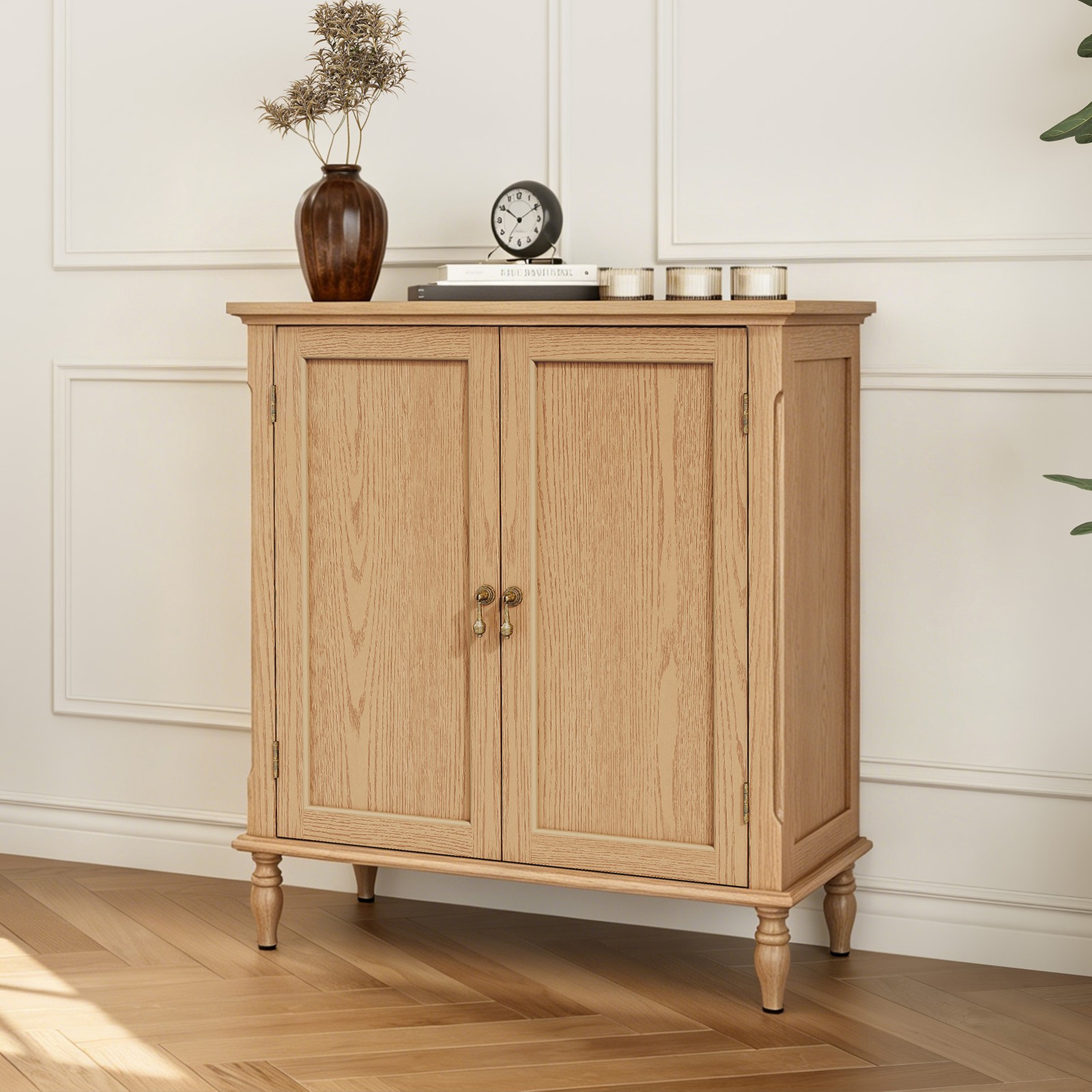 Sideboard Storage Cabinet with Storage Retro Wood Accent Cabinet with 2 Doors US Sideboard Storage Cabinet with Storage Retro Wood Accent Cabinet with 2 Doors US