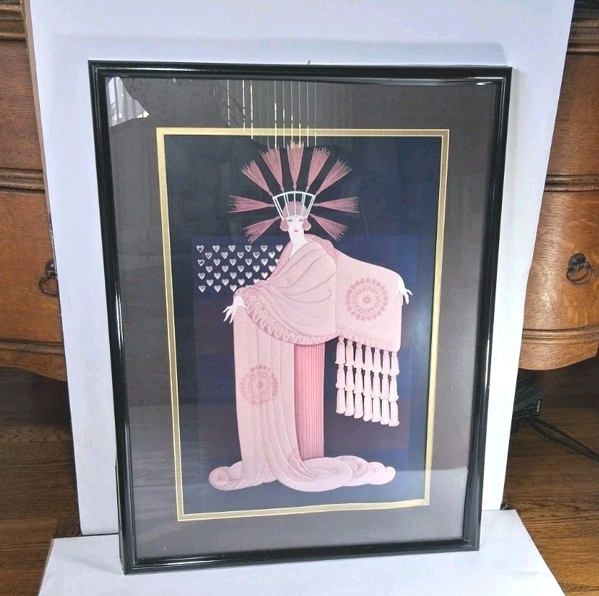Erte Tassel Gown Art Lithograph Print Framed Ross Gallery Vintage Erte Tassel Gown Art Lithograph Print Framed Ross Gallery Vintage