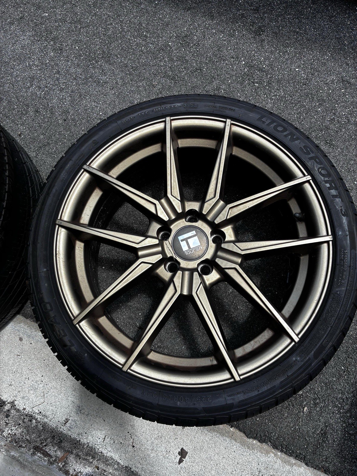 (Set-4) Touren TR94 18x8 5x108 Matte Bronze W/MATCHING TIRES 225/40 R18 Inch