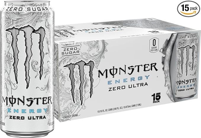 Monster Energy Zero Ultra, Sugar Free Energy Drink, 16 Ounce | Pack of 15 Monster Energy Zero Ultra, Sugar Free Energy Drink, 16 Ounce | Pack of 15