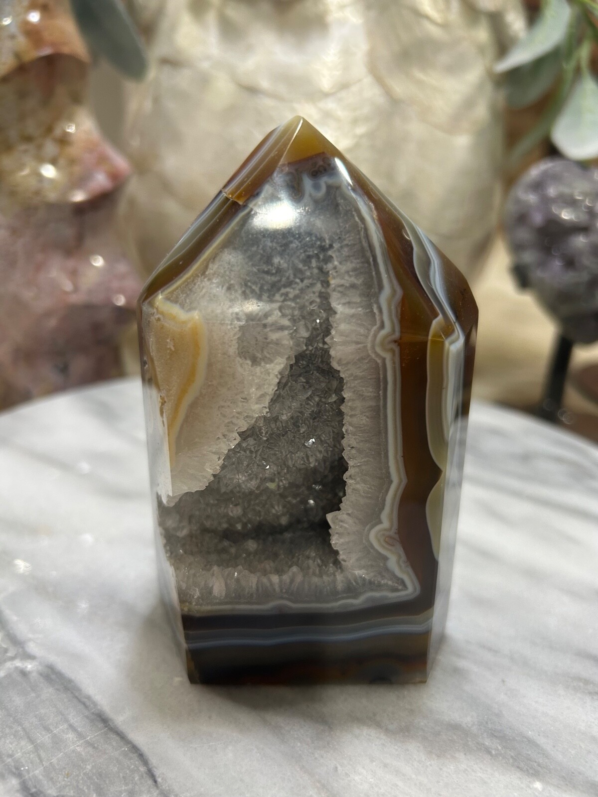 Brown agate crystal quartz tower 2lbs Brown agate crystal quartz tower 2lbs