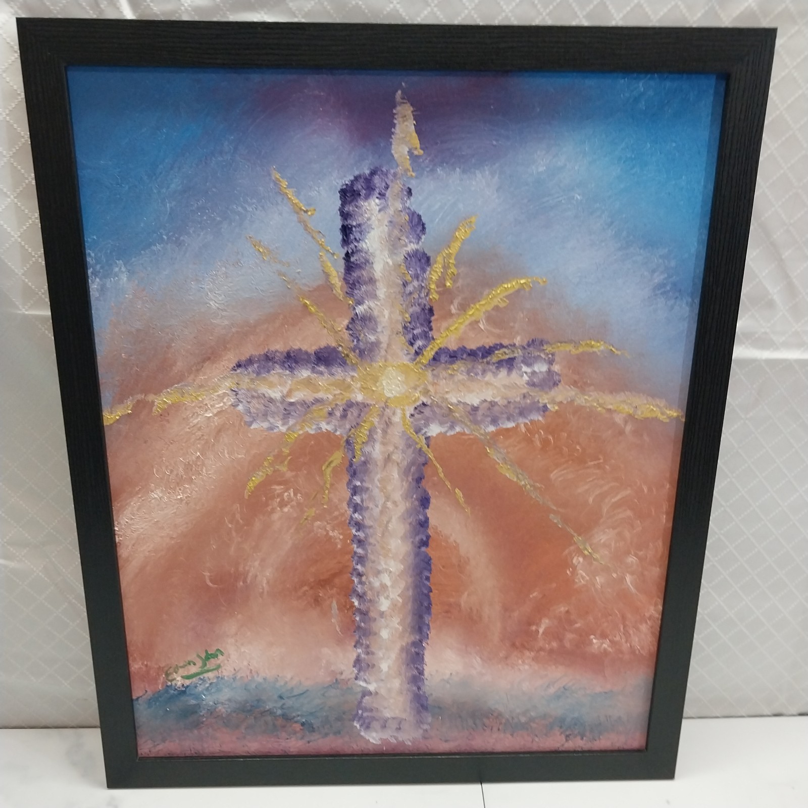 Cross OOAK Oil Painting by Edwin John wood frame Cross OOAK Oil Painting by Edwin John wood frame