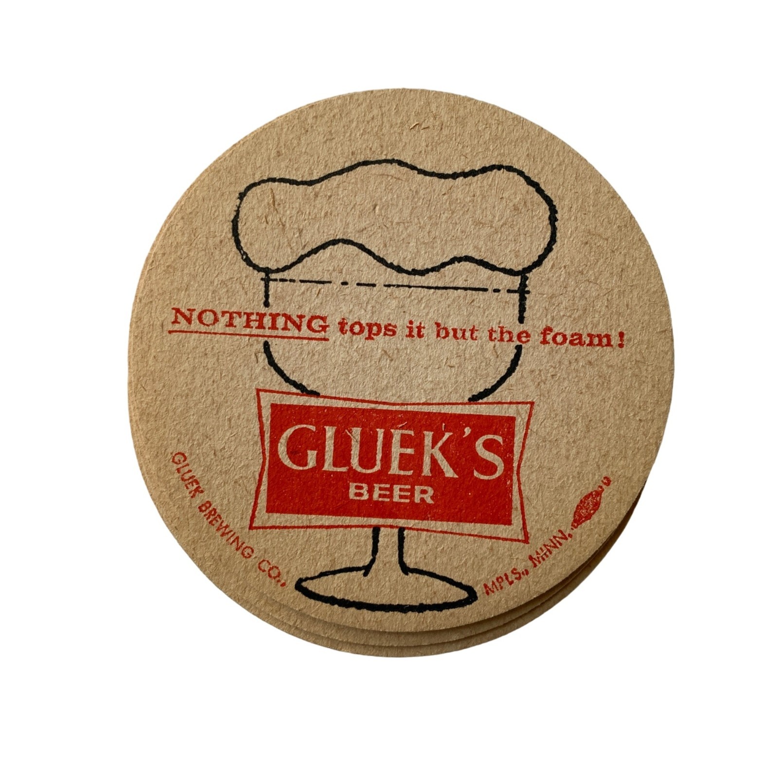 Vintage Gluek\'s Beer Brown Red Coasters NEW Unused Set of 62 Vintage Gluek\'s Beer Brown Red Coasters NEW Unused Set of 62