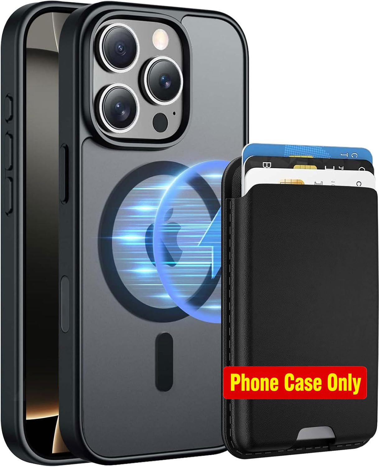 Detachable Magnetic Wallet Case for iPhone 16 Pro Max, Black, Shockproof Design