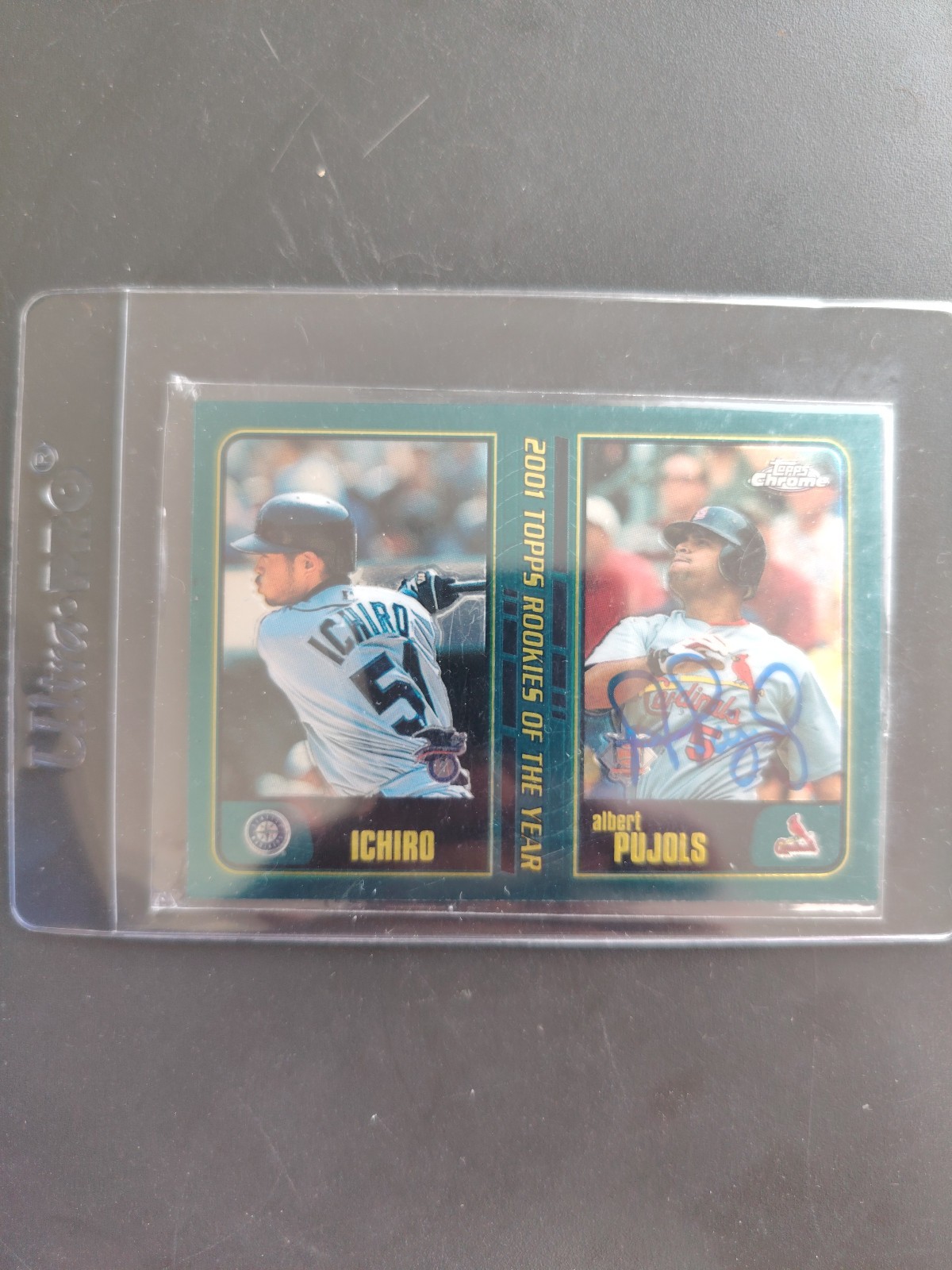 2001 TOPPS Rookies - Albert Pujols, Ichiro Suzuki #T99 Chrome (RC) AUTOGRAPHED 2001 TOPPS Rookies - Albert Pujols, Ichiro Suzuki #T99 Chrome (RC) AUTOGRAPHED