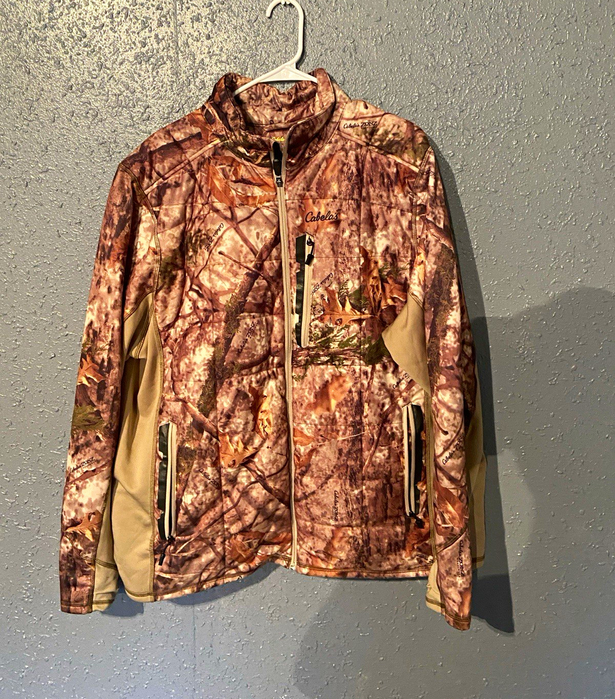 Cabela\'s Men\'s 3 XL Camouflage Full Zip Polyester Jacket Brown/Beige