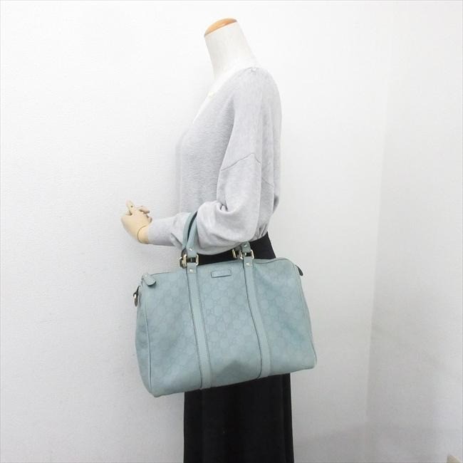 Gucci Mini Boston Bag Gucci Shima Gucci Sima Leather 265697 Light Blue Auth