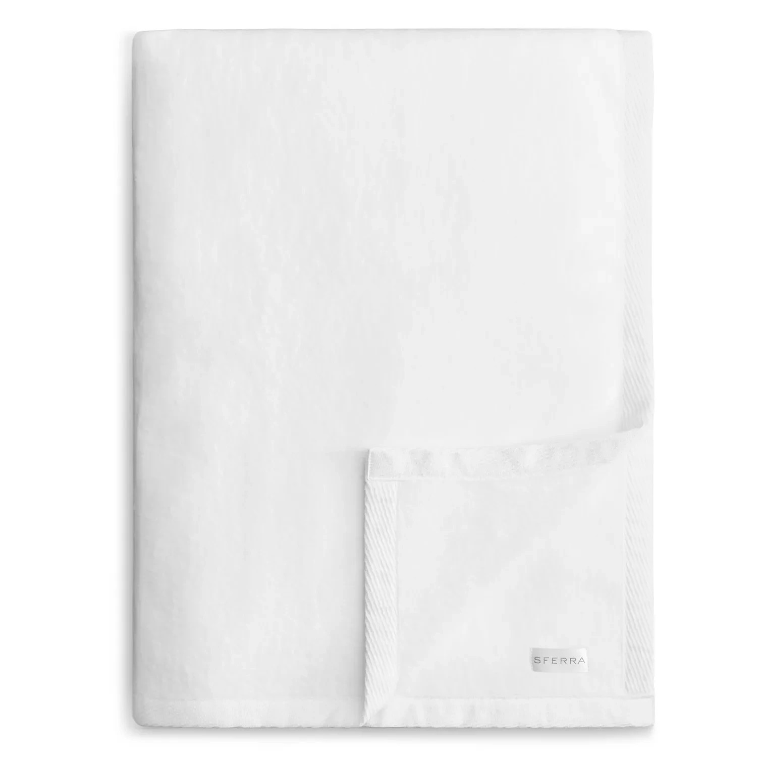 Sferra St. Moritz White Super King Blanket Plush Combed Cotton Soft Portugal NEW
