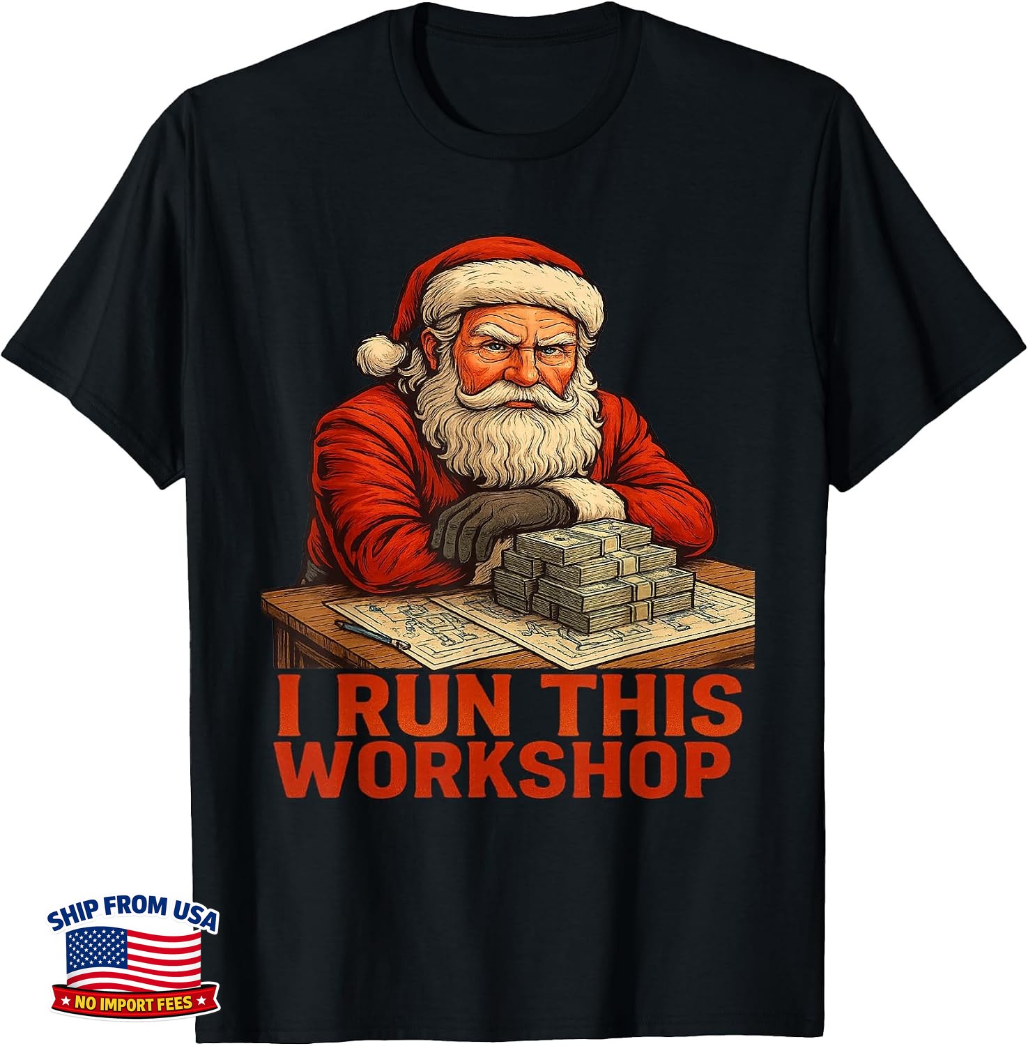 Funny Christmas Gangster Santa Boss Attitude for Managers T-Shirt