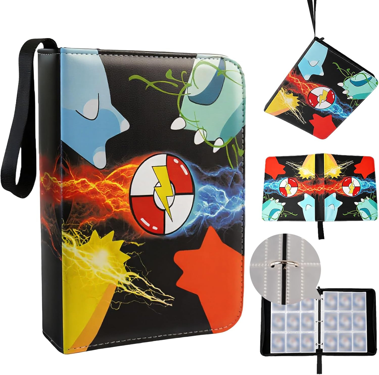 9 Pocket Card Binder with 50 Removable Sleeves, Holds 900 Cards