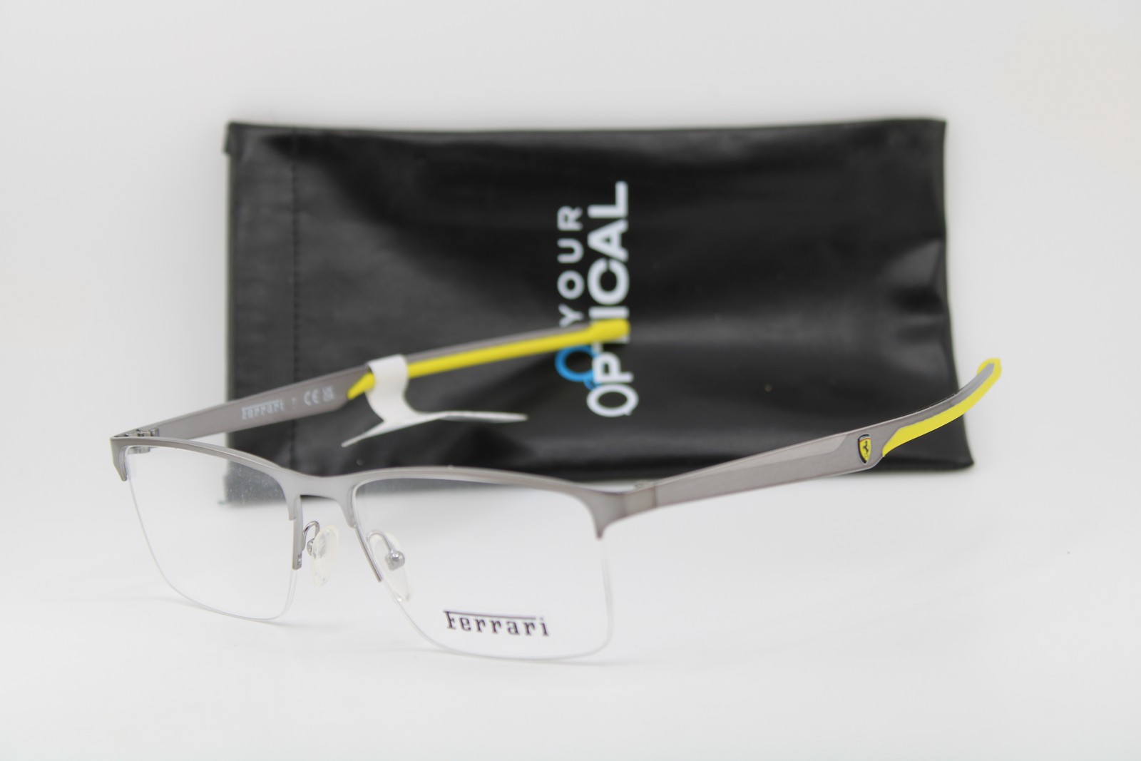 NEW FERRARI FZ 7003 110 GUNMETAL YELLOW AUTHENTIC EYEGLASSES 55-17 NEW FERRARI FZ 7003 110 GUNMETAL YELLOW AUTHENTIC EYEGLASSES 55-17