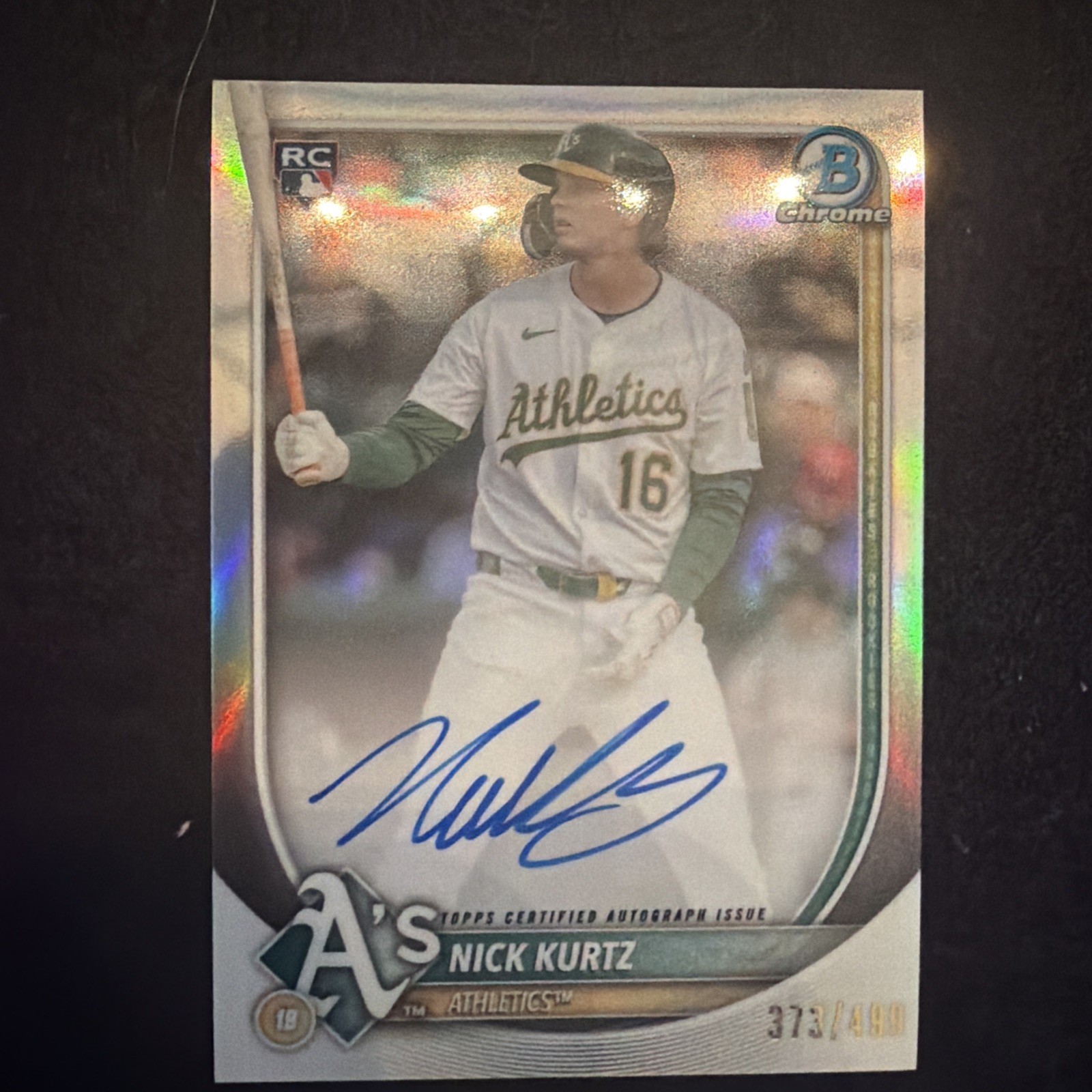 2025 Bowman Chrome - Rookie Autos Nick Kurtz #CRA-NK Refractor 373/499 2025 Bowman Chrome - Rookie Autos Nick Kurtz #CRA-NK Refractor 373/499