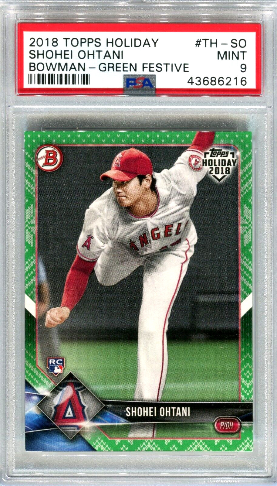 SHOHEI OHTANI Dodgers 2018 Topps Bowman Holiday rare rookie #/99 PSA 9 low pop