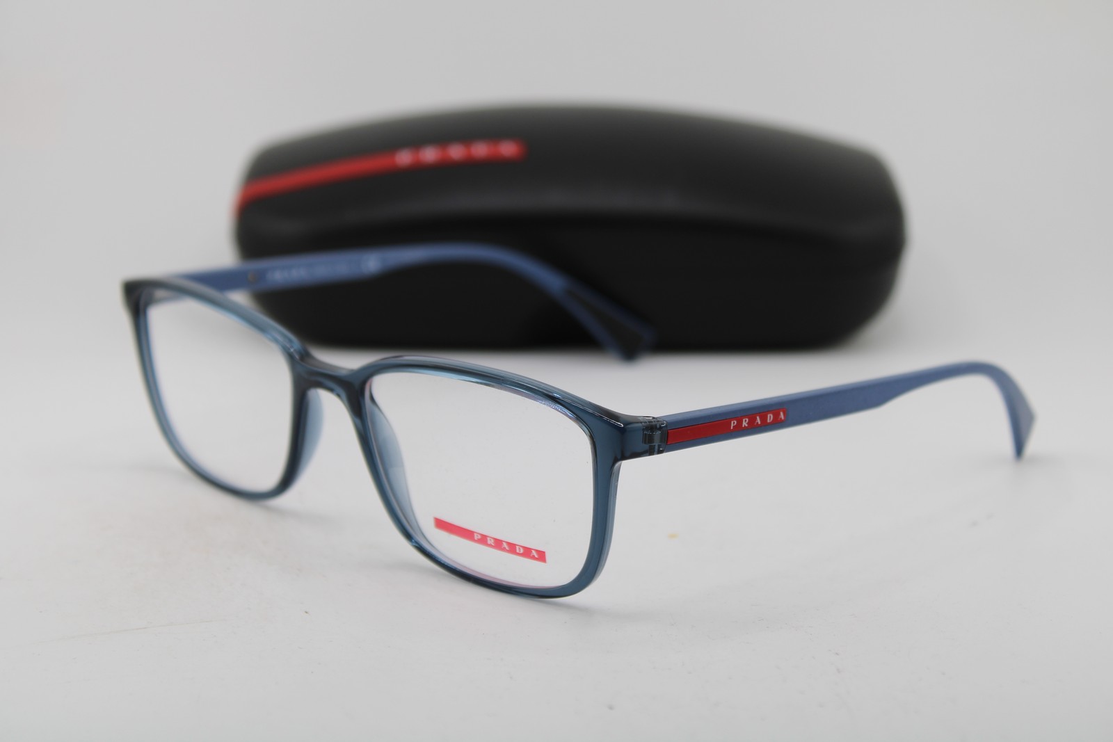 NEW PRADA SPORT VPS 04I CZH-1O1 CLEAR BLUE RUBBER AUTHENTIC EYEGLASSES 53-18 NEW PRADA SPORT VPS 04I CZH-1O1 CLEAR BLUE RUBBER AUTHENTIC EYEGLASSES 53-18