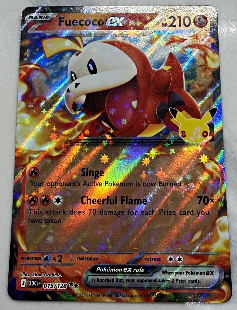 Pokemon TCG Fuecoco ex 015/128 - 30th Celebration Collection English