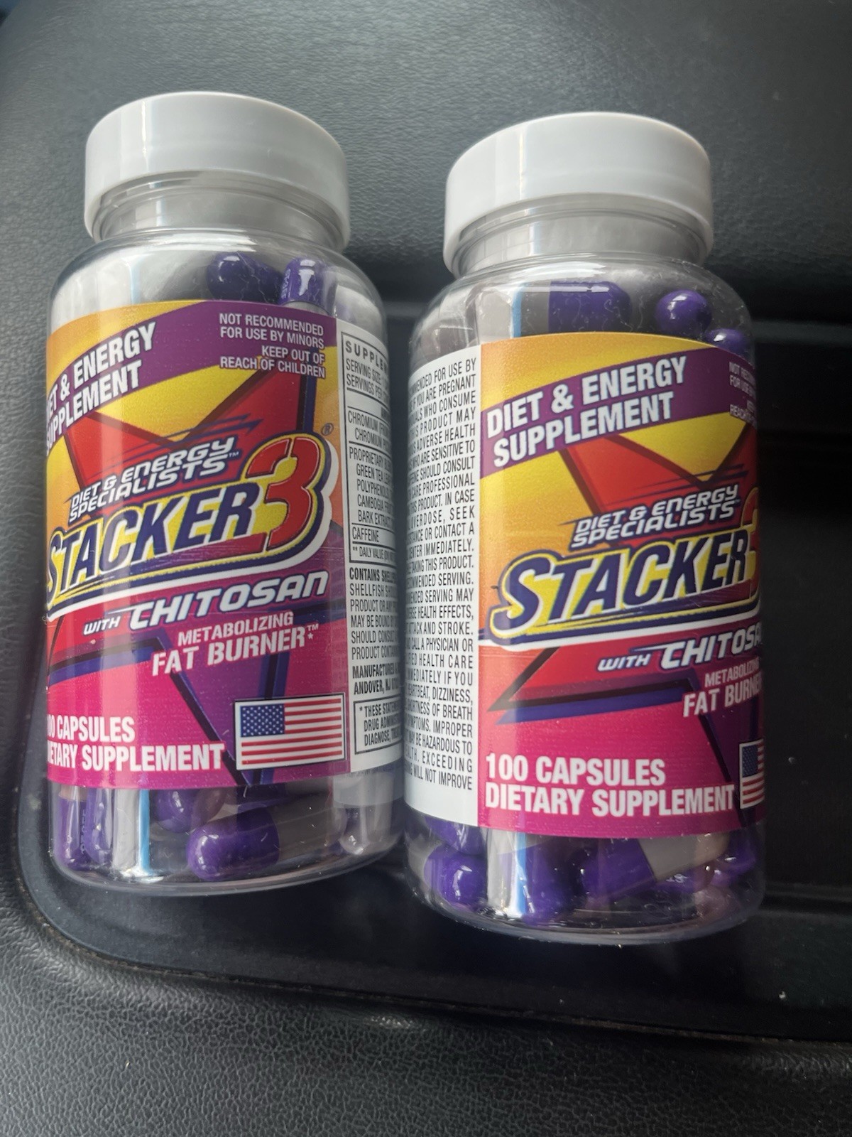2- Stacker 3 Metabolizing Fat Burner / Chitosan Capsules, 100-Count Bottle 10/28 2- Stacker 3 Metabolizing Fat Burner / Chitosan Capsules, 100-Count Bottle 10/28