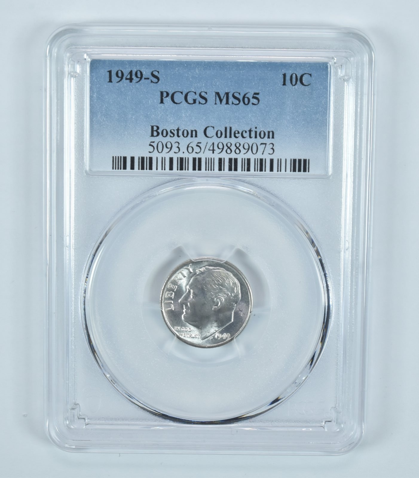 1949-S Roosevelt Dime Boston Collection MS65 PCGS Blue Label 1949-S Roosevelt Dime Boston Collection MS65 PCGS Blue Label