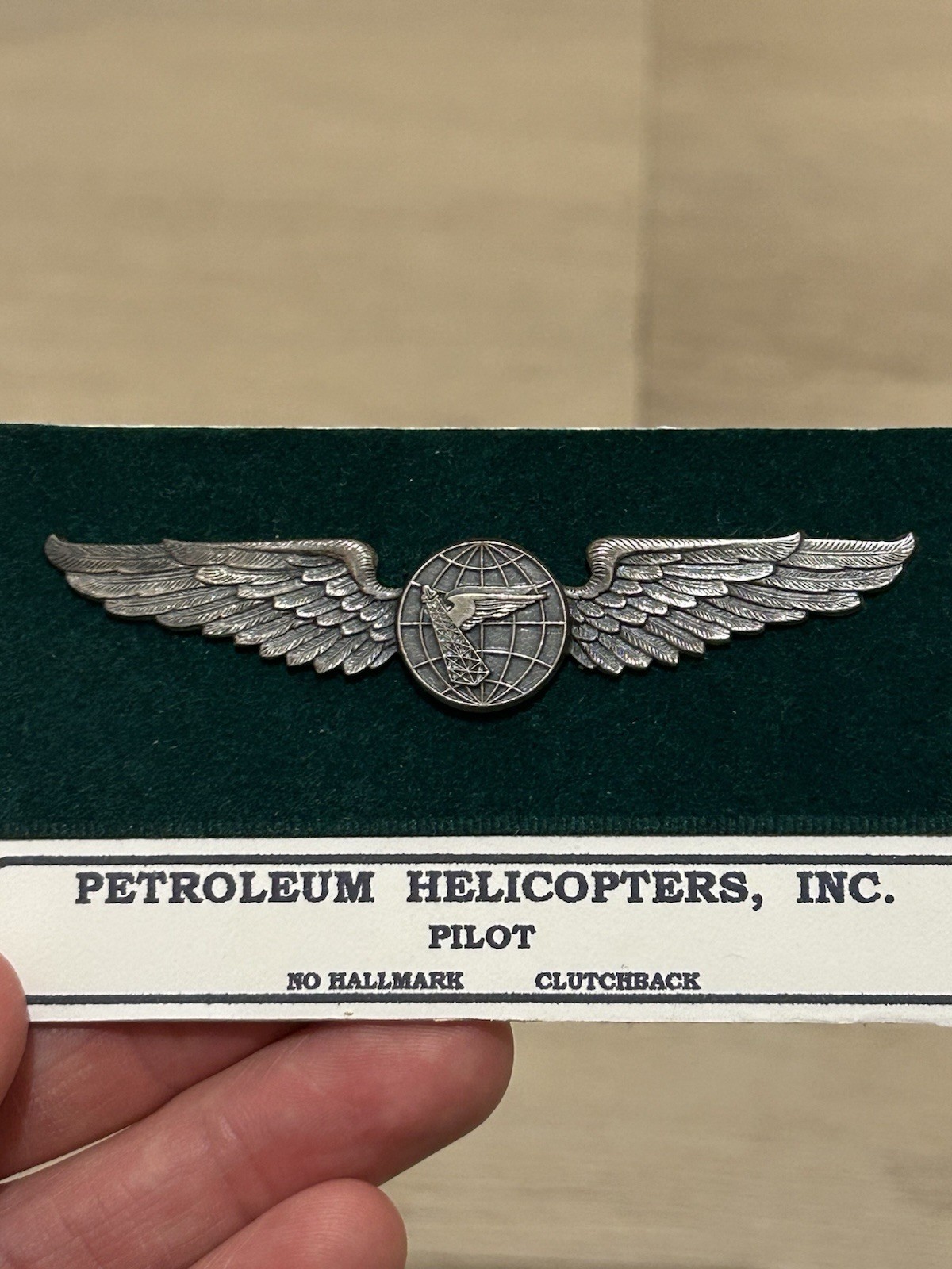 PHI Petroleum Helicopters Inc Pilot Wings Insignia Badge Clutchback 3\