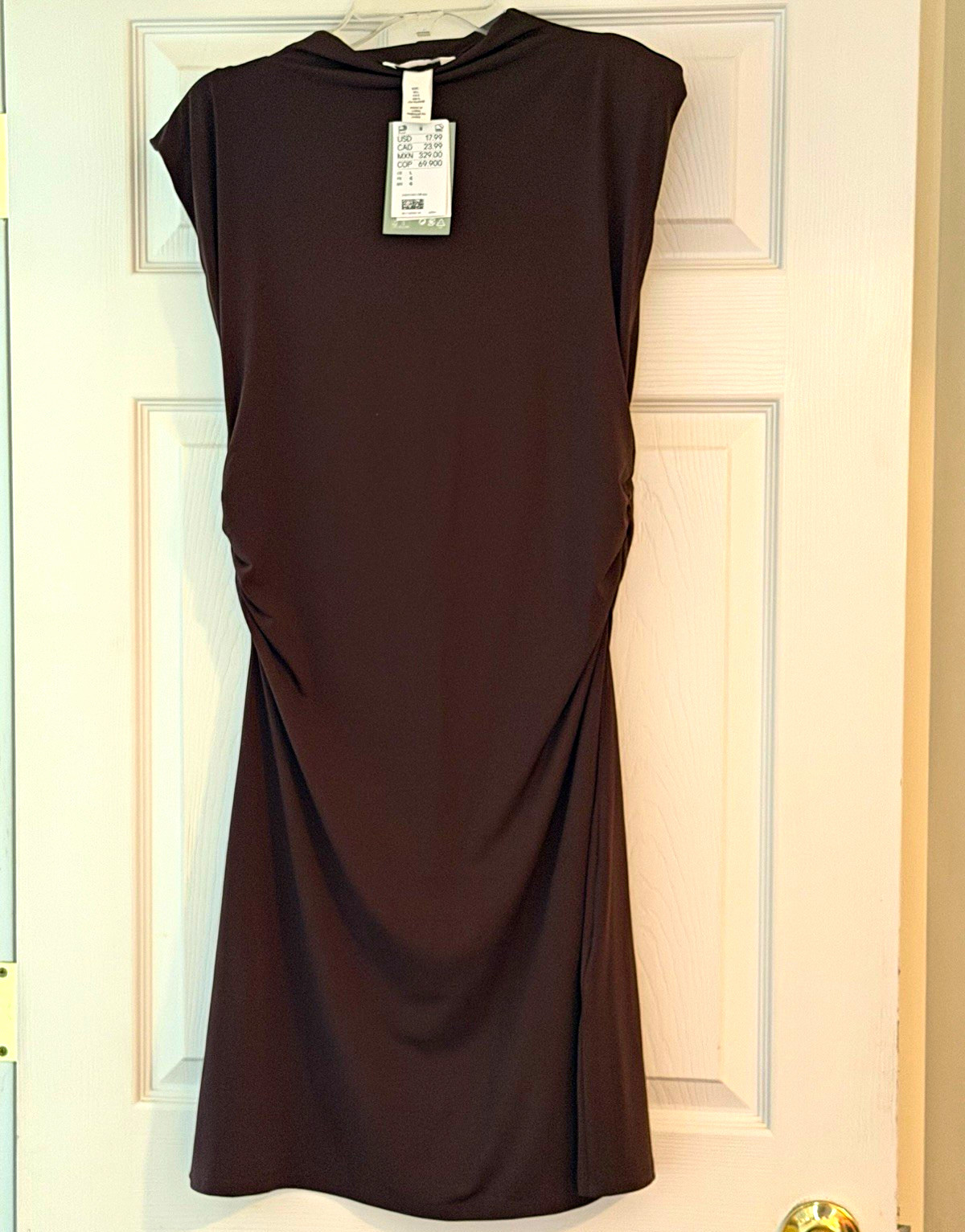 H&M NWT Size L Brown Mock Neck Ruched A Line Sleeveless Dress H&M NWT Size L Brown Mock Neck Ruched A Line Sleeveless Dress