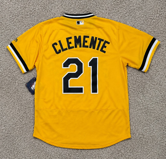 Clemente #21 Pittsburgh Pirates Yellow Baseball Jersey Men S-2XL NWT