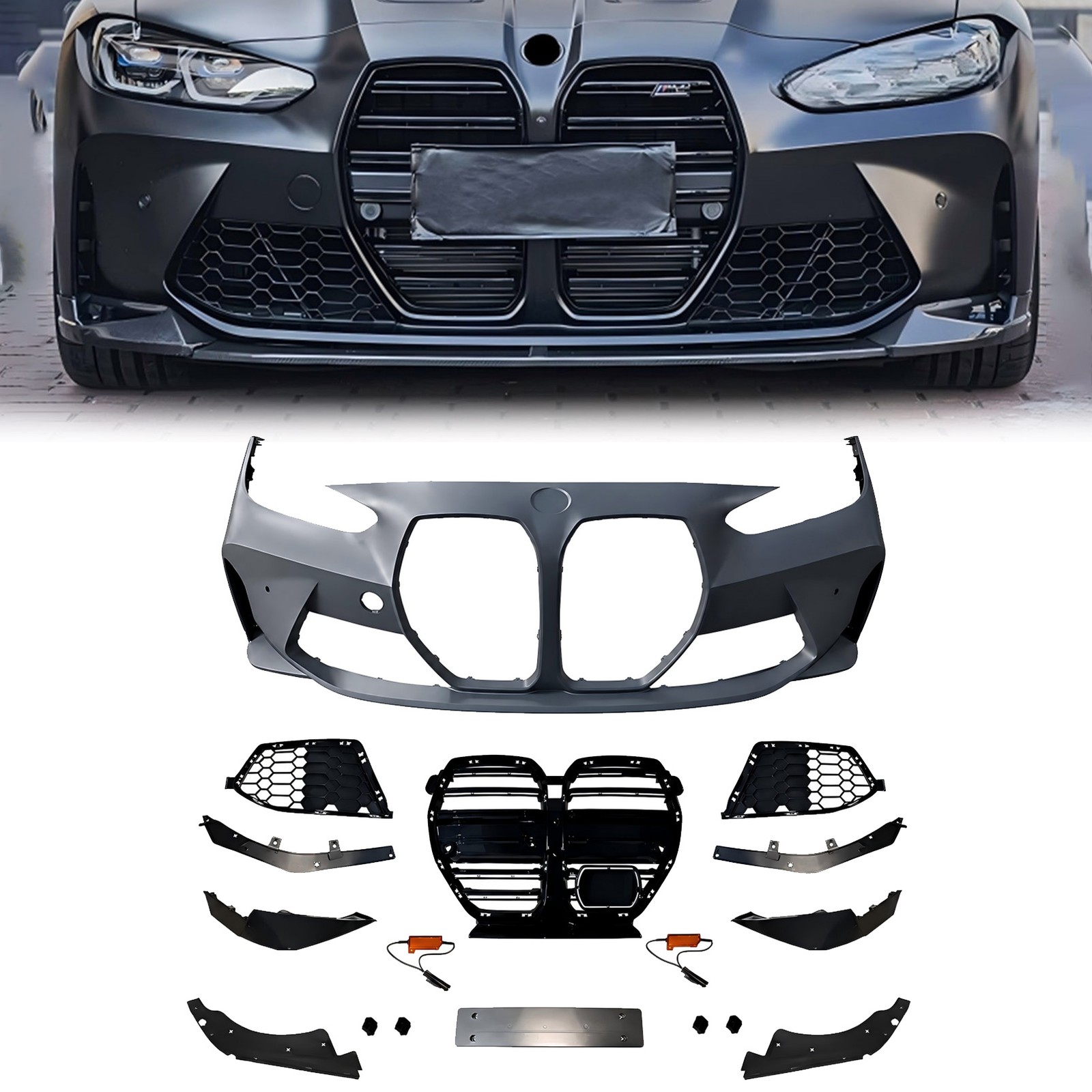 For 2020-2024 BMW 4 Series G22 G23 M4 Style Front Bumper Cover Kit For 2020-2024 BMW 4 Series G22 G23 M4 Style Front Bumper Cover Kit