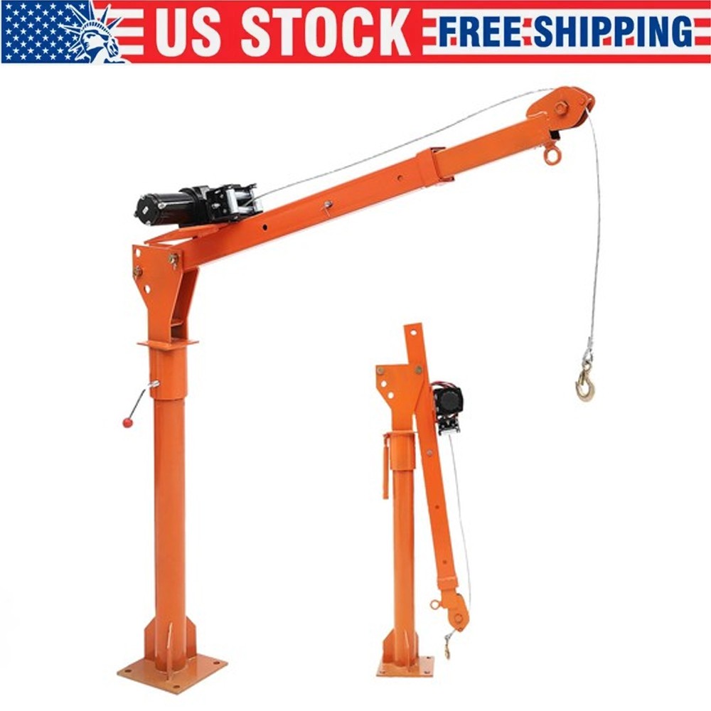 Pickup Truck Hoist Crane w/Electric Winch Folding Truck Mounted Crane 1100 lbs