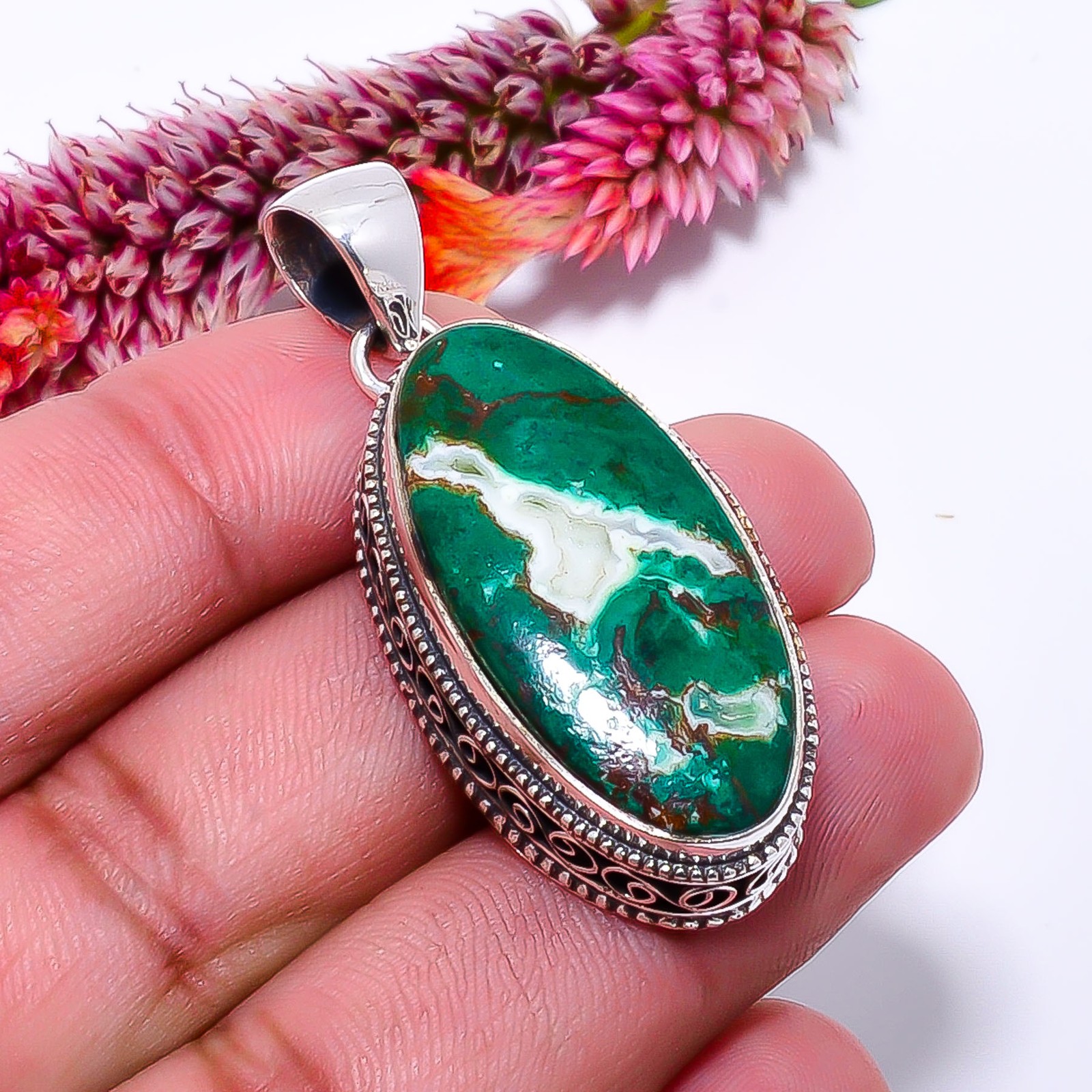 Cuprite Chrysocolla - Africa Fine Art 925 Sterling Silver Pendant 1.95\