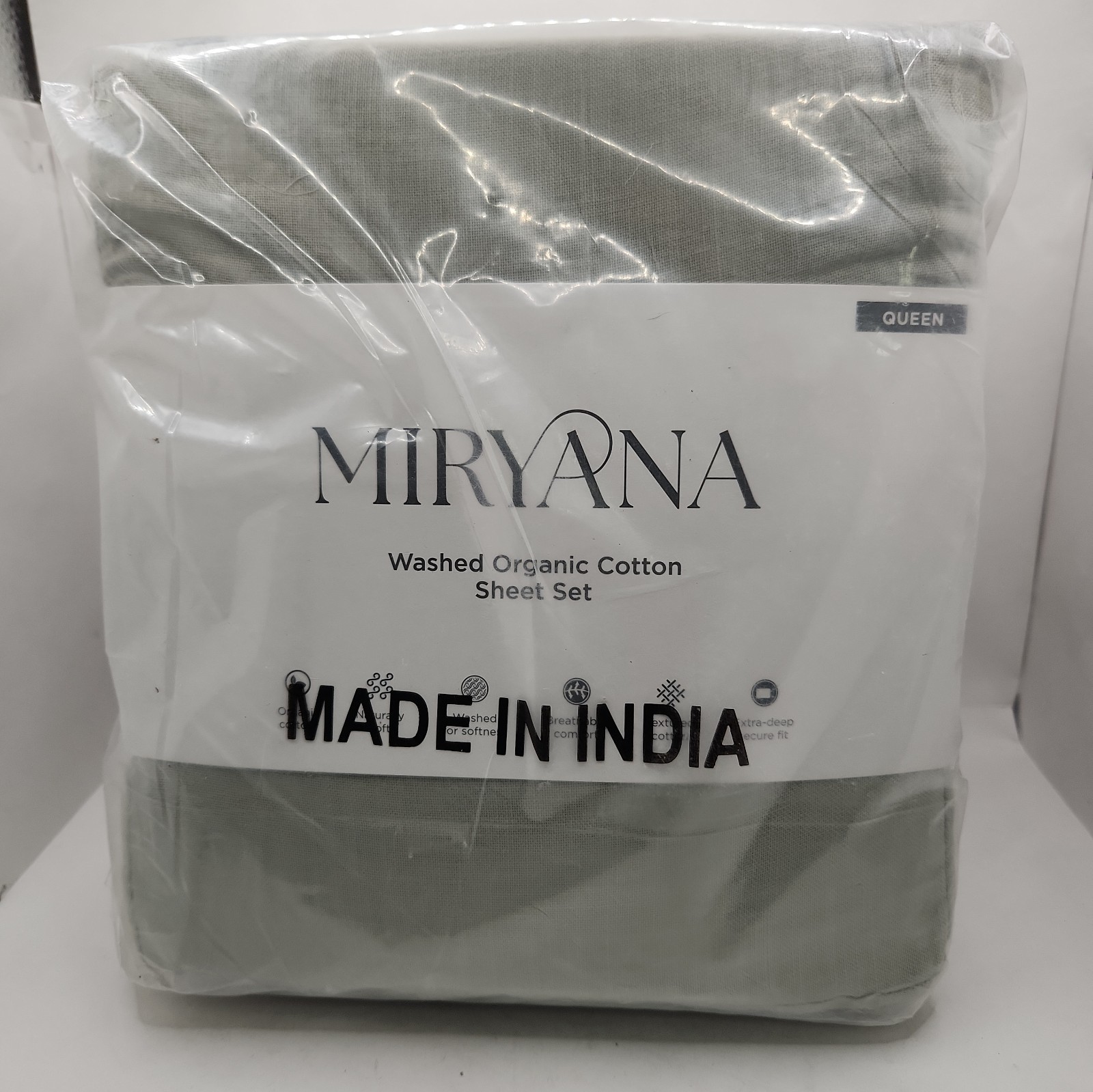 NEW Miryana Cotton 4 Pc Sheet Set QUEEN Size in Sage NEW Miryana Cotton 4 Pc Sheet Set QUEEN Size in Sage