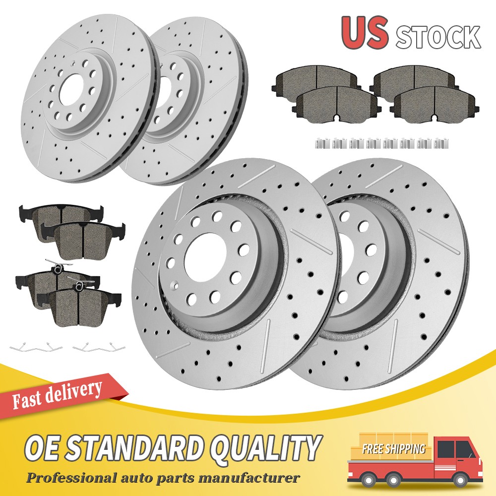 Front Rear Brake Rotors Pads For 2018 2019-22 Volkswagen Atlas/Atlas Cross Sport