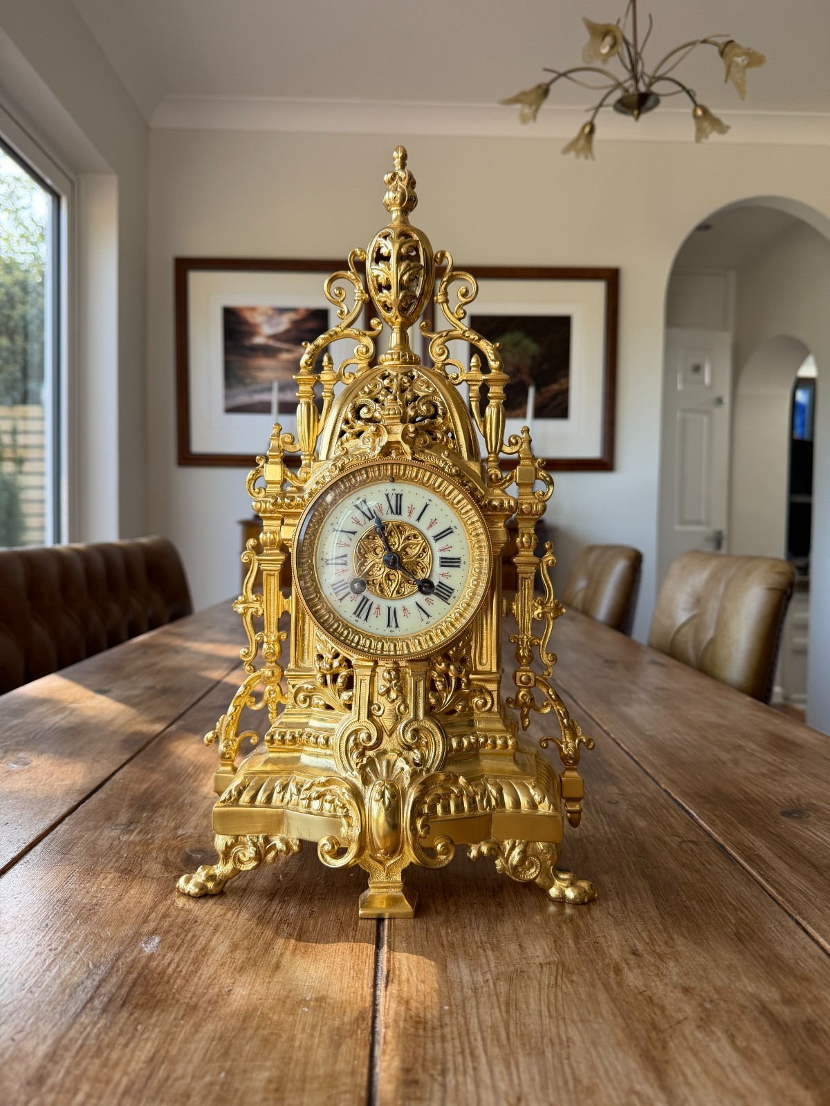 Antique French Gilt Mantel Clock c1880 Renaissance Revival 8 Day Striking
