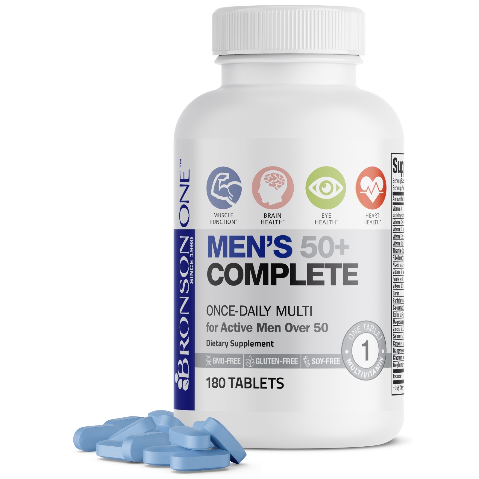 Bronson ONE Daily Men\'s 50+ Complete MultiVitamin MultiMineral, 180 Tablets