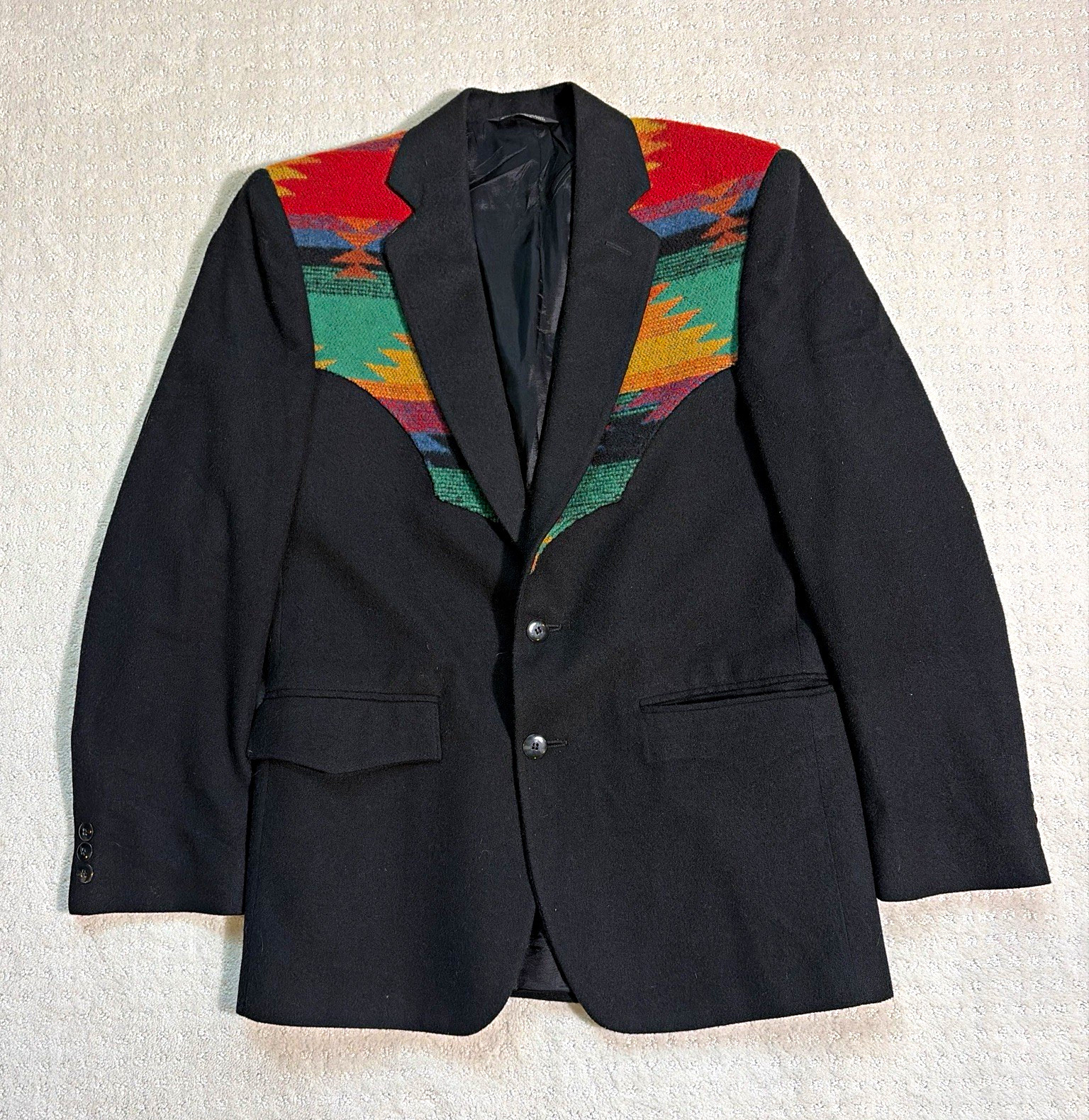 Vintage Silverado Aztec Wool Blazer Mens 40R Southwestern Western Sport Coat USA