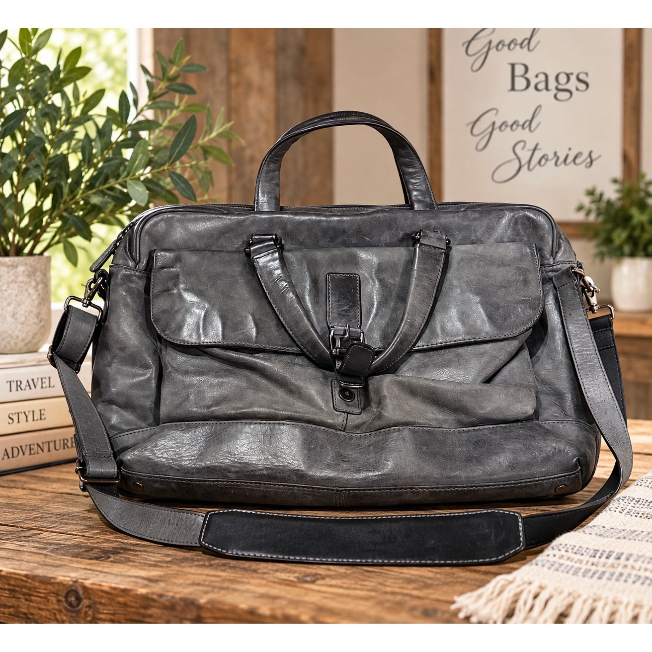 Frye Logan Leather Work Bag Briefcase Slate Grey Distressed Messenger Bag Frye Logan Leather Work Bag Briefcase Slate Grey Distressed Messenger Bag