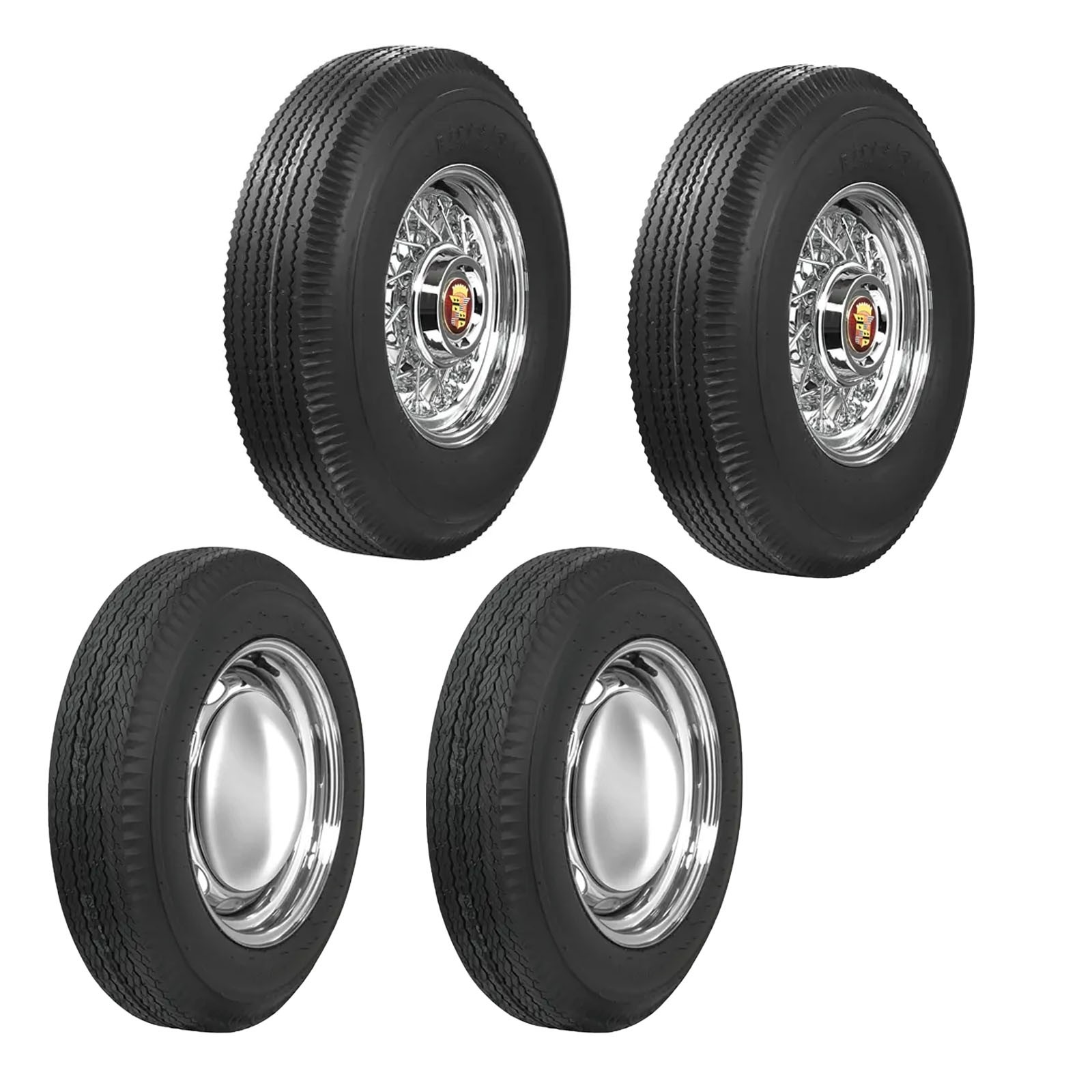 Firestone Bias Tires, Blackwall, 15 Inch, Big And Little Kit
