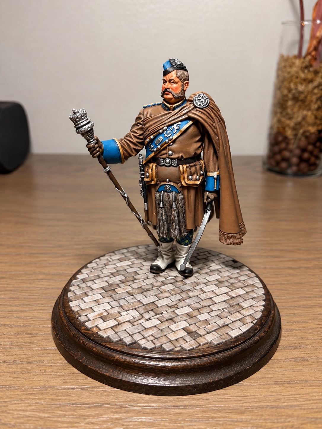 1/16 Hand Painted Scottish Highlander Drum Major Military Miniature Figure