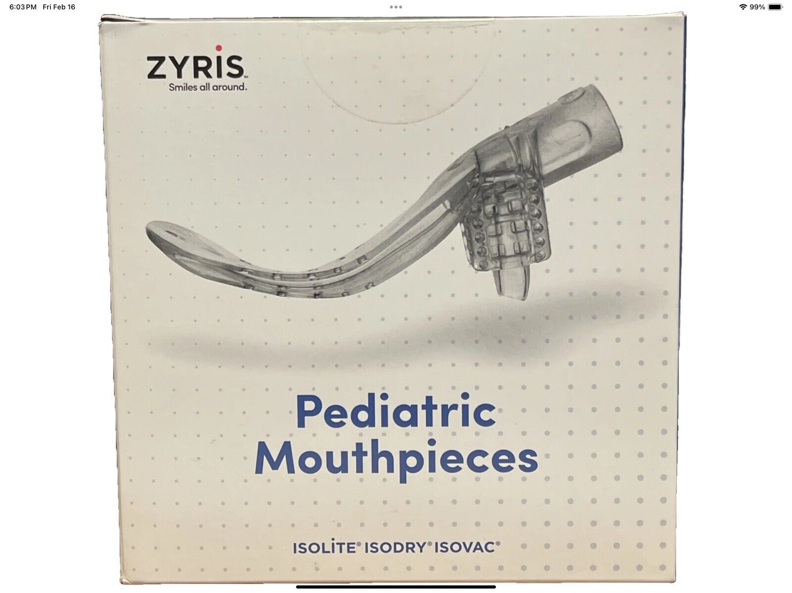 Dental Zyris Isolite Pediatric Mouthpiece Ref # CIL0501 10pcs Isodry/ Isovac NIB