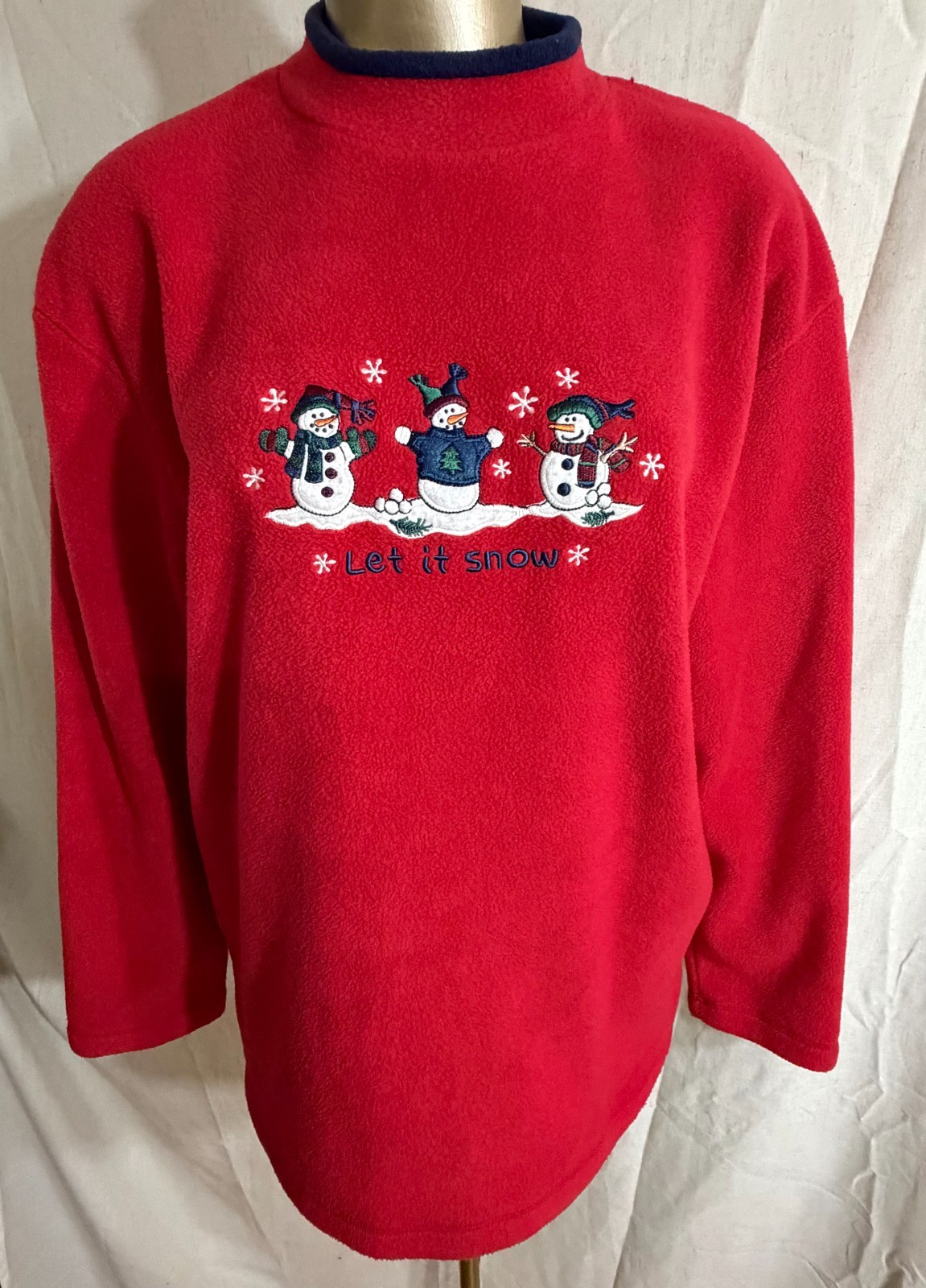 C&B Sport Croft Barrow Womens M Red Snowman Christmas Fleece Let It Snow 0883H C&B Sport Croft Barrow Womens M Red Snowman Christmas Fleece Let It Snow 0883H