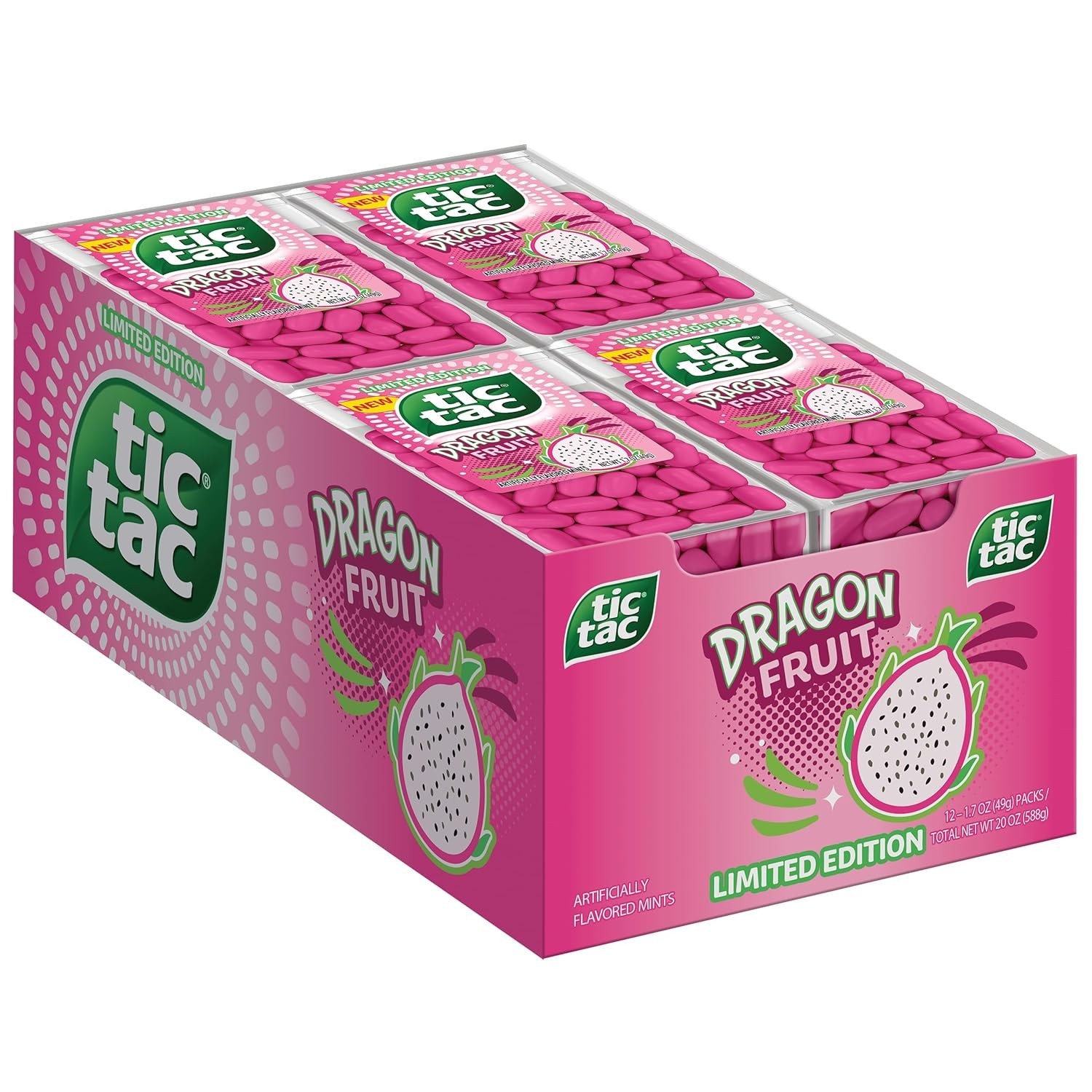 Tic Tac Dragon Fruit Mints, Bulk 12 Pack, 1.7 Oz Each Tic Tac Dragon Fruit Mints, Bulk 12 Pack, 1.7 Oz Each