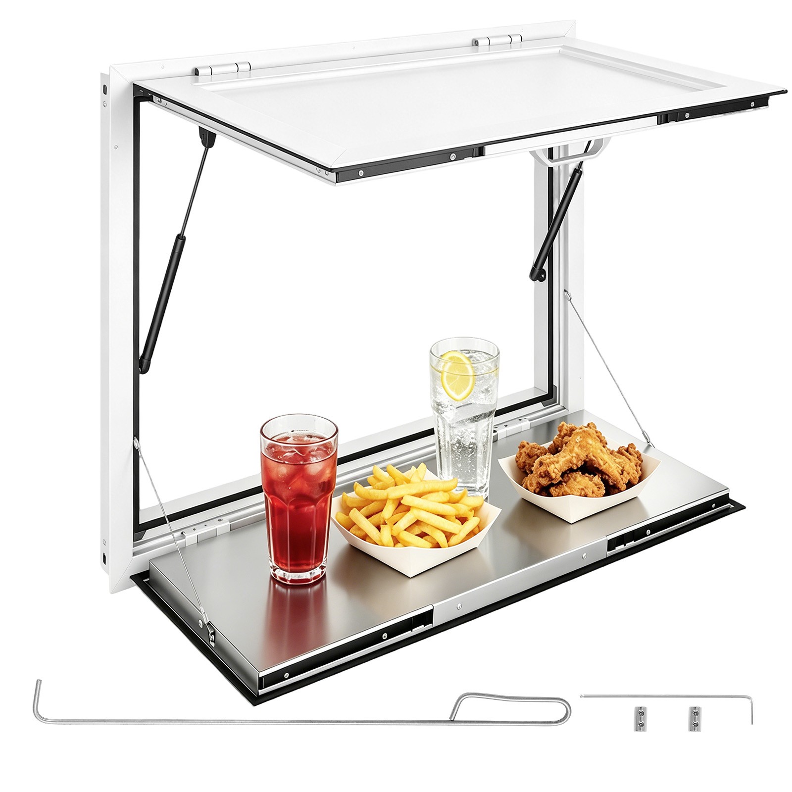 VEVOR 36x36 in Concession Window w/ Folding Shelf Aluminum Alloy Service Window