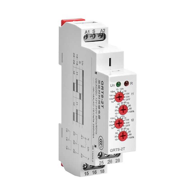 1PC New Double Delay on Timer Relay GRT8-2T For GEYA AC/DC 12-240V AC220V