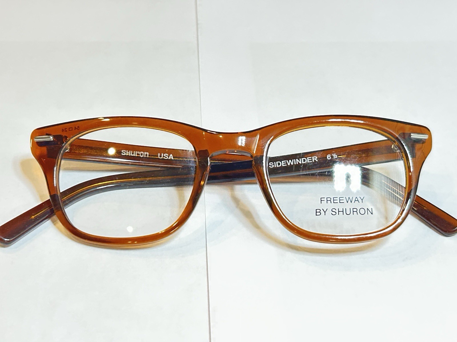 Shuron Sidewinder 54-24 Vintage NOS Eyeglass Frames Brown USA Demo Lenses